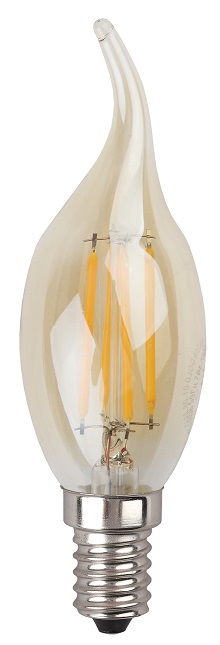 Лампа светодиодная Эра F-LED BXS-7W-827-E14 gold (филамент, свеча на ветру золот., 7Вт, тепл, E14)