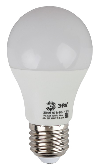 Лампы СВЕТОДИОДНЫЕ ЭКО  ЭРА LED smd A60-8w-827-E27_eco