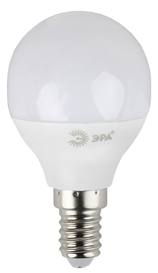 Лампа светодиодная Эра LED P45-7W-860-E14 (диод, шар, 7Вт, хол, E14)