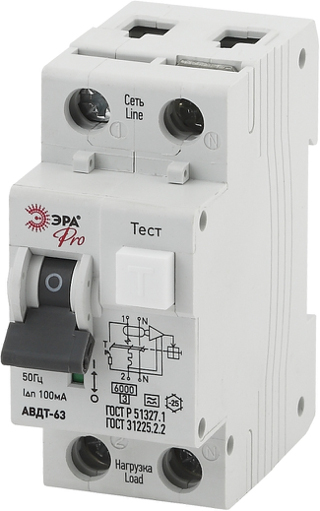 АВДТ 63 (А) C32 30mA 6кА 1P+N - NO-901-86 Автоматический выключатель дифференциального тока ЭРА Pro