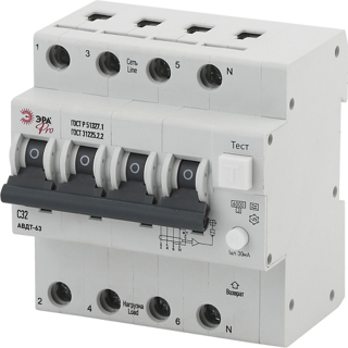 АВДТ 63 (А) C32 30mA 6кА 3P+N - NO-901-99 Автоматический выключатель дифференциального тока ЭРА Pro