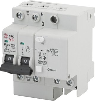 АВДТ2 (AC) C50 30mA 6кА 1P+N - NO-902-140 Автоматический выключатель дифференциального тока ЭРА Pro