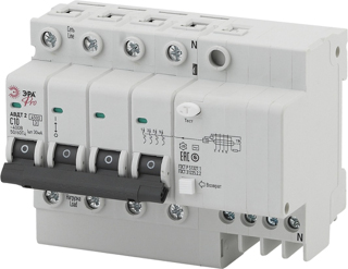 АВДТ2 (AC) C10 30mA 6кА 3P+N - NO-902-142 Автоматический выключатель дифференциального тока ЭРА Pro