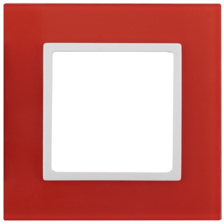 14-5101-23  ЭРА Рамка на 1 пост, стекло, Эра Elegance, красный+бел