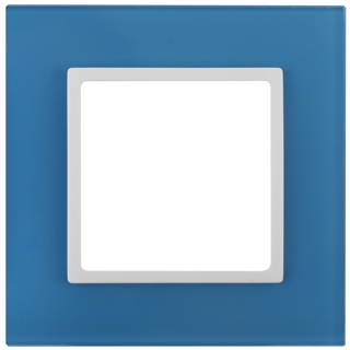 14-5101-28  ЭРА Рамка на 1 пост, стекло, Эра Elegance, голубой+бел