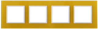 14-5104-21  ЭРА Рамка на 4 поста, стекло, Эра Elegance, жёлтый+бел