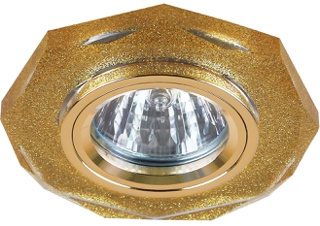 Светильник DK5 SHGD  ЭРА декор стекло многогранник MR16,12V/220V, 50W, GU5,3 золотой блеск золото