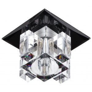 "Светильник DK2 BK/WH  ЭРА декор ""хрустальнй куб с вертик столб."" G9,220V, 40W, черный/прозрачный"