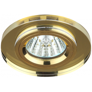 Светильник DK7 GD/YL  ЭРА декор стекло круглое MR16,12V/220V, 50W, золото/желтый