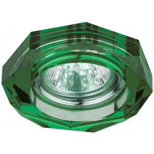 Светильник DK6 CH/GR  ЭРА декор стекло объемный многогранник MR16,12V/220V, 50W, GU5,3 хром/зелен