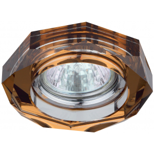 Светильник DK6 CH/T  ЭРА декор стекло объемный многогранник MR16,12V/220V, 50W, GU5,3 хром/янтарь