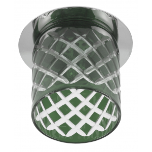 "DK54 CH/GG  ЭРА декор  cтекл.стакан ""ромб"" G9,220V, 40W, хром/серо-зеленый"