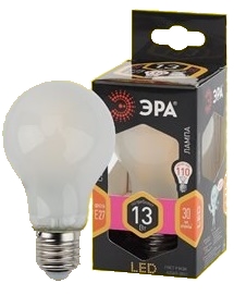 Лампы СВЕТОДИОДНЫЕ F-LED F-LED A60-13W-840-E27 frost  ЭРА (филамент, груша мат., 13Вт, нейтр, Е27)