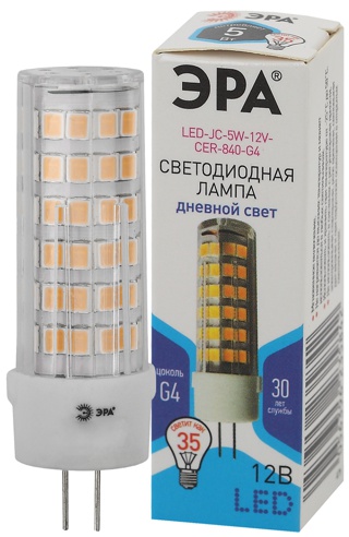 LED JC-5W-12V-CER-840-G4 ЭРА (диод, капсула, 5Вт, нейтр, G4)