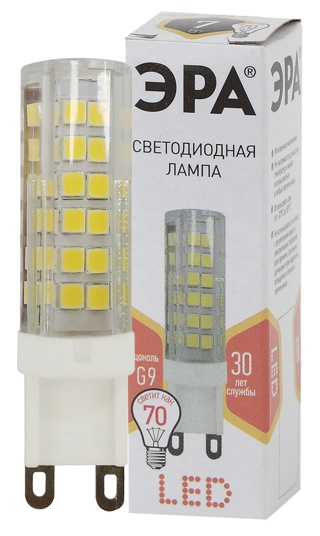Лампы СВЕТОДИОДНЫЕ СТАНДАРТ LED JCD-7W-CER-827-G9  ЭРА (диод, капсула, 7Вт, тепл, G9)
