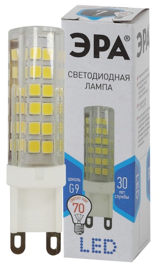 Лампы СВЕТОДИОДНЫЕ СТАНДАРТ LED JCD-7W-CER-840-G9  ЭРА (диод, капсула, 7Вт, нейтр, G9)