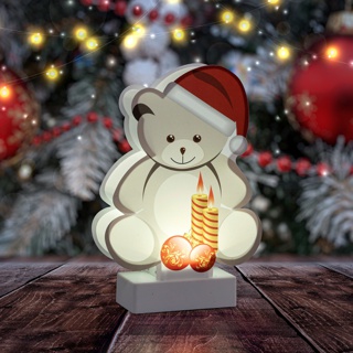 EGNDS-07 ЭРА Новогодний декоративный светильник Мишка, холодный белый LED, h 24 см, 3*АА, IP20