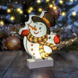 EGNDS-08 ЭРА Новогодний декоративный светильник Снеговичок, холодный белый LED, h 24 см, 3*АА, IP20