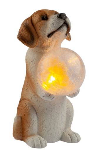 ERASF22-11 ЭРА Садовый светильник Золотистый ретривер щенок на солнечной батарее, полистоун, 28 см