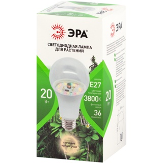 Фитолампа для растений светодиодная ЭРА GREEN LINE ФИТО A65-20W-PFR-E27-GR 20 Вт полного спектра