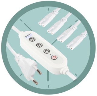 Разветвитель сетевой для линейных светильников ЭРА 4х IEC C7 2pin+timer на 4 точки с таймером 9 12 15H 2м